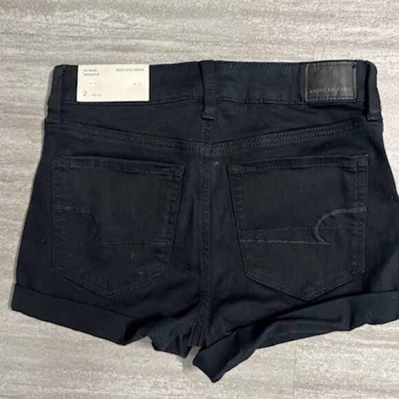 NWT $44 American Eagle Black Hi-Rise Shortie Shorts Size 2 Next Level Stretch - Picture 5 of 7